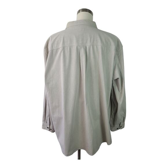 Carhartt Khaki Tan Cotton Canvas Vintage Button Down Shirt 3 XLT - Picture 3 of 6